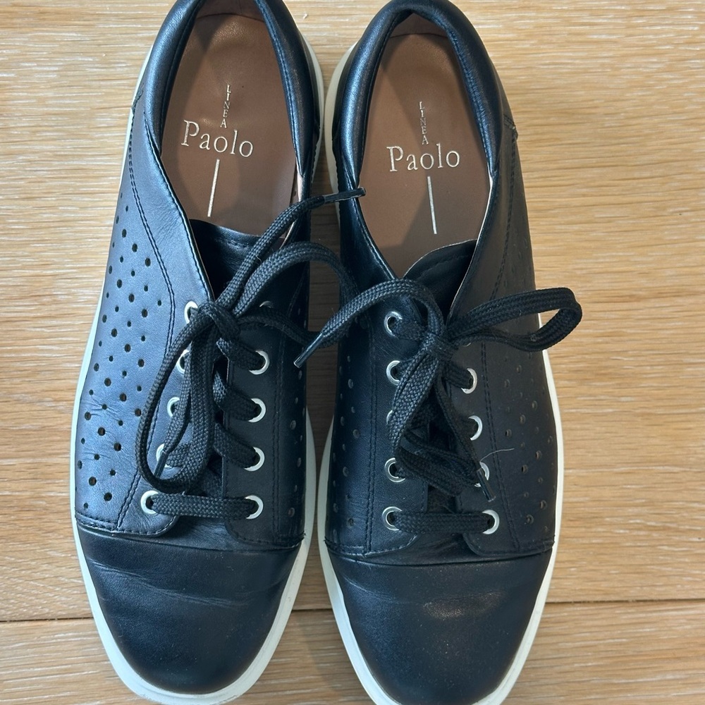 Paolo Black Perforated Leather Sneakers